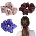 SXQLYH Thick Satin Hair Bobbles Scrunchies for Women 3 Colours 13 cm Large Hair Scrunchie Soft Elastic Ponytail Holder Silky Premium Satin Scrunchie for Long Thick Curly Hair Girls (D)