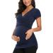 Love2Mi Maternity Nursing Shirt - Short Sleeve V-Neck Breastfeeding T-Shirt - Navy [Size S] - Buy Online on GoSupps.com
