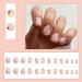 24Pcs Nude Pink Short Square Press on Nails with Summer Flowers Design - Glossy Acrylic Stick on Nails for Women - Buy Online on GoSupps.com