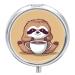Pill Box Pill Case 3 Compartment Travel Pill Box Yoga Sloth Printing Small Pill Box Portable Medicine Pill Case Pill Organizer for Purse & Pocket for Travel Handbag (Round)