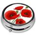 Poppy Flowers Round Pill Box | 3 Compartment Portable Travel Organizer for Vitamins & Medicine - Buy Online on GoSupps.com