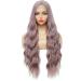 Sylhair 30 inches Lila Lace Front wig Synthetic wig for women Long curly wavy wig middle parting Middle of use for daily use (612/68/36# Hell Lila) 4 "Simulation scalp 612/68/36#