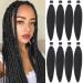 Leeven EZ Braids 8 Packs Pre Stretched Braiding Hair Natural Black Crochet EZ Braids Hot Water Setting Kanekalon Hair Fiber 26'' Yaki Texture Black Crochet Braiding Hair Extensions /26 Inch 2# 26 Inch (Pack of 8) 2#