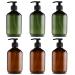 10 oz Pump Bottle Plastic Pump Lotion Dispenser Empty Bottle, Amber and Green 6 Pack, for Shampoo Lotion Body Wash.