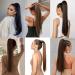 prinfantasy Human Hair Straight Wrap Around Ponytail Extensions Hairpiece Yaki Straight Hairpieces Magic Paste Long Ponytail for Women Girls Netural Black 24 In GBMW278 MW278 24 inch - Buy Online on GoSupps.com