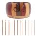 LAMXD Wooden Yarn Bowl Holder Rosewood with 12 pcs Bamboo Handle Crochet Hook,Wool Storage Handmade Crochet Kit Organizer,Skein Storage Bowl - Knitting & Crochet Yarn Storage Bowls & Accessories 15 cm Multi Colours
