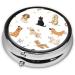 Cute Kitten Butterfly Round Pill Box | 3 Compartment Mini Travel Medicine Organizer | Portable Tablet & Vitamin Holder - Buy Online on GoSupps.com