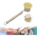 Wooden Pots Washing Brush with Long Handle Kitchen Dishes Cast Iron Pots Pans Scrubber Cleaning Tool Household Accessory Cleaning Brush - Buy Online on GoSupps.com