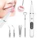 Ultrasonic Tooth Cleaner - Plaque Remover for Teeth Remove Teeth Stain tarter Plaque Calculus - with Led 3 Adjustable Modes 2 Replaceable Clean Heads - 100% Safe White