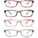 Koosufa Women's Floral Reading Glasses - Retro Designer Anti-Fatigue Rectangular Styles | Strengths 1.0 to 4.0 | 4 Color Set - Buy Online on GoSupps.com
