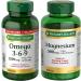 Nature's Bounty Omega 3 6 9 Fish Oil 1200mg Pills Supplement Helps Support Cognitive Health and Brain Function 200 Softgels & Magnesium 500 mg Plus Electrolytes 150 Tablets (Package May Vary) Supplement + Magnesium 500 mg