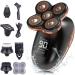 Electric Razor for Men 5D Floating Electric Shaver for Men 5 in 1 Shavers Beard Hair Trimmer Grooming Kit LED Display USB Rechargeable Portable Shaver Black