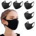 Pack of 5 Face Cover Unisex Black Washable Dust Cotton Mouth Cover Reusable Cotton Fabric Face Mask