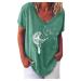 Ppanguding T-shirt women summer fashionable casual round short loose Pustblume Printed tops tops above shirt summer top shortage shirt 3xl green
