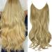 OMGREAT Halo Hair Extensions with Invisible Transparent Wire Curly Wavy Hidden Crown Secret Hairpiece for Women 18 Inch 4.2 Oz - Ash Blonde Mix Bleach Blonde 18Inch&Curly Ash Blonde Mix Bleach Blonde