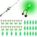 JZTang Fishing Bells with Lights 20 Pcs LED Night Fishing Lights 10 Pcs Fishing Rod Bait Alarm Bell Green