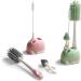 Bebamour Stand Baby Bottle Brushes for Cleaning 3 in 1 Soft Baby Bottle Brush Teat Brush Straw Cleaner for Stand Bottle Brushes Cleaner Set (Pink) 03 Pink