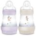 MAM 2 x Easy Start Anti-Colic Bottles 0+ Months Slow Flow (2 x 160 ml) Lilac + Sand - Feeding Bottle to Reduce Baby Colic and