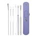 fanelod Ear Wax Removal Ear Cleaner Ear Pick Ear Cleaning Kit Ear Curette Kit Stainless Steel Ear Pick Set Ear Tool Set Ear Cleaning Storage Bag Earwax Cleaner with Bag Purple
