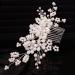 Teyglen Flower Bride Wedding Hair Comb - Bridal Pearl Crystal Side Comb for Women - Rhinestone Headpiece Hair Accessory - Buy Online on GoSupps.com