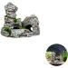 2PCS Aquarium Rock Cave Decoration with Green Grass | Resin Fish & Shrimp Hiding Accessories | Mountain View 11x9x11cm & 10x5.5x10cm - Buy Online on GoSupps.com