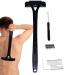 Back razor with a long handle back hair cutter for men - manual body hair cutter back razor - hair removal tools extra long handle quick trimming body care for male black