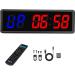 Gym Timer, Interval Timer with Ultra-Clear LED, Crossfit Clock Countdown/Up Stopwatch, Wall Workout Timer with Remote, Compatible with Power Bank for Home Gym Garage 1.5 Inch Blue Red