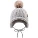 XIAOHAWANG Winter Baby Hat with Velvet Lining | Toddler Beanie with Earflap and Pompom | Warm Baby Hats for Boys and Girls 6-18 Months | Gray - Buy Online on GoSupps.com