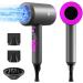 Professional Ionic Salon Hair Dryer, Slopehill Powerful 1800W Fast Dry Low Noise Blow Dryer with 2 Concentrator Nozzle 1 Diffuser Attachments for Home Salon Travel Dark Grey