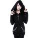 Womens Goth Punk Chain Strap Hooded Crop Top Black Sweatshirt - Buy Online on GoSupps.com