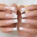 24pcs Long Square Nude White French Tip Press On False Nails for Women - Glossy Gel Full Cover Manicure - Buy Online on GoSupps.com