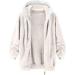 Shop Hanxiulin Oversized Plush Hoodie Coat for Women | Winter Jacket with Hood | 3XL Beige Casual Jacket - Buy Online on GoSupps.com