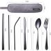 Portable Stainless Steel Camping Cutlery Set with Waterproof Case - Black - Buy Online on GoSupps.com