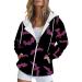 Halloween Costumes Printed Hooded Pull Out Zipper Pocket Jacket Warm Sweaters Women Winter Large Purple