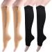 Buy Compression Socks for Women & Men - Knee High Zippered 2 Pairs for Varicose Veins & Muscle Fatigue Support - Buy Online on GoSupps.com