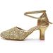 iCKER Women's Gold Sequin Latin Dance Shoes - Heeled Ballroom Salsa Tango Party Shoes - Buy Online on GoSupps.com