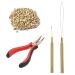 Hair extension pliers tool set i-tip hair pliers pull hooks pearl device tool sets and 500 pieces 5mm silicone lining microring (blond) dark blonde