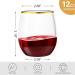 N9R 24 Pack Gold Rim Plastic Wine Glasses - 12oz Disposable Stemless Cups for Parties & Weddings - Buy Online on GoSupps.com