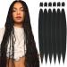 Pre-stretched Braiding Hair 6 Packs Professional Kanekalon Synthetic Fiber EZ Braids Yaki Texture Braiding Hair Extensions (30 inch 1B) 30 Inch (Pack of 6) 1B