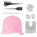 7 Pcs Silicone Highlight Cap Kit Punched Hole Silicone Highlight Hair Cap with Hook Needles Hair Dye Comb Hair Dye Brushes Frosting and Tipping Cap Hair Frosting Cap for Girls Dyeing Hair