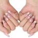 Slymeay Coffin False Nails Long Fake Nails Ice Princess Cat Eye Design Ballerina Acrylic Stick on Nails for women(Ice-S)