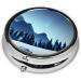 Snowy Forestround Pill Box - 3 Compartment Portable Organizer for Travel & Purse | Best Pill Box for Easy Medication Management - Buy Online on GoSupps.com