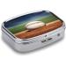 Baseball Print Pill Box - 2 Compartment Medicine Organizer | Decorative Metal Portable Pill Case for Pocket & Purse - Buy Online on GoSupps.com