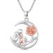 Chenghong dog chain women 925 sterling silver dog trailer crystals necklace gifts for women dog jewelry for dog lovers girl ... rose flowers dog chain
