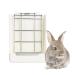 Kikuo Rabbit Hay Rack Feeder (Metal Grid & Plastic) Small Animals Supplies Feeding Bowl Pet Essential - Food Rack Bowl Manger for Guinea Pig/Chinchilla/Hamsters - White