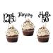 LOINFE Birthday Cupcake Toppers Pack of 24 Cake Toppers Birthday Happy Birthday 50 Years Cake Decoration Cake Decoration for Party Decoration Cake Decorations (Black)