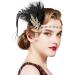 IYOU Crystal Flapper Headpiece Black Feather Gatsby Headband Wedding Party 1920s Hair Band Accessories for Women - Buy Online on GoSupps.com