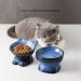 Ceramic Elevated Cat/Dog Bowls Set - Blue & Black, 4.5oz + 8oz - Protects Pet's Spine - Feeding & Watering Supplies - Buy Online on GoSupps.com