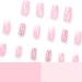 Mouyouglow Press-On Nails | Ombre Pink White French 3D Rhinestones & Butterfly Print | Long Square Fake Nails with Glue | Pink Artificial Fingernails W8 - Shop Internationally! - Buy Online on GoSupps.com