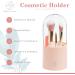 Lush and Glam Bell Jar Makeup Brush Holder | Dustproof Cosmetic Display Case with Lid and 500 Pearls | Lotus Pink Makeup Organizer for Vanity and Bathroom - Buy Online on GoSupps.com